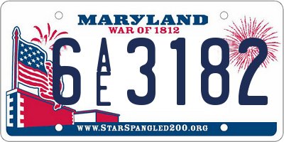 MD license plate 6AE3182