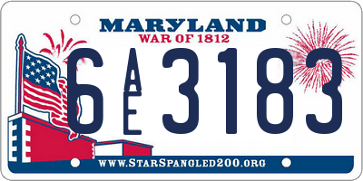 MD license plate 6AE3183