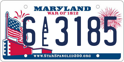 MD license plate 6AE3185