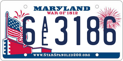MD license plate 6AE3186