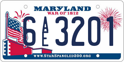 MD license plate 6AE3201