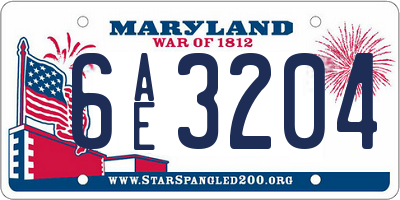 MD license plate 6AE3204