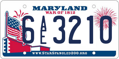 MD license plate 6AE3210