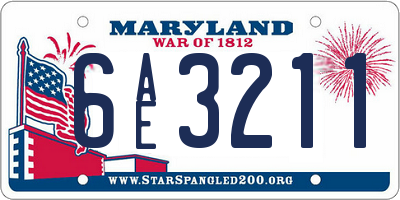 MD license plate 6AE3211
