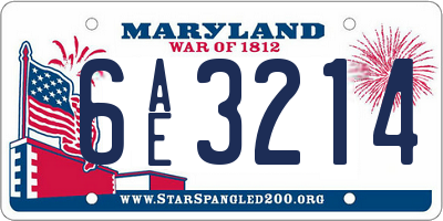 MD license plate 6AE3214