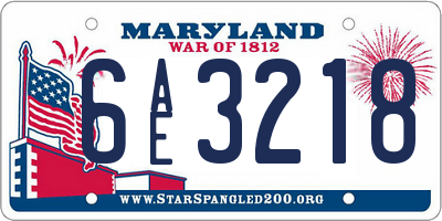 MD license plate 6AE3218