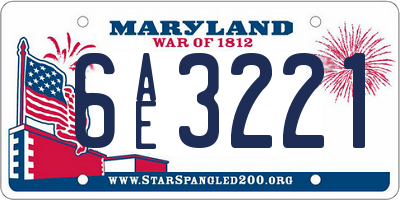 MD license plate 6AE3221
