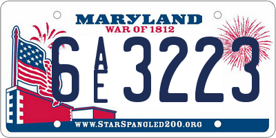 MD license plate 6AE3223