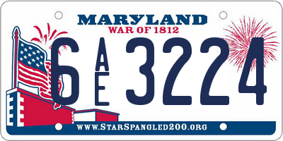 MD license plate 6AE3224