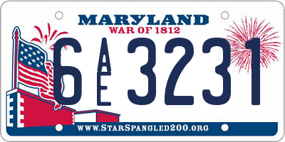 MD license plate 6AE3231