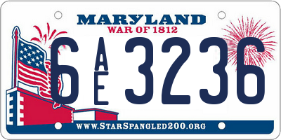 MD license plate 6AE3236