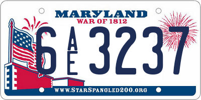 MD license plate 6AE3237