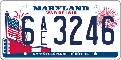 MD license plate 6AE3246
