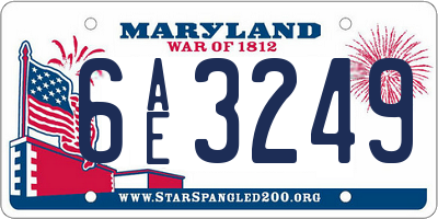 MD license plate 6AE3249