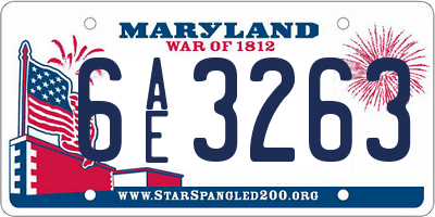 MD license plate 6AE3263