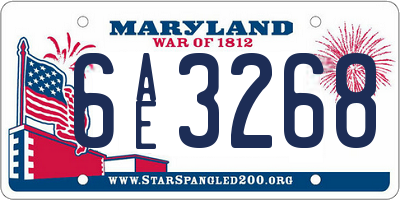 MD license plate 6AE3268