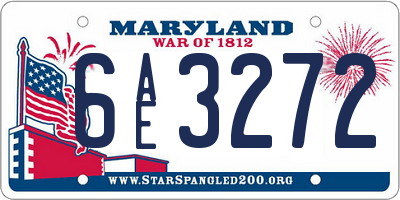 MD license plate 6AE3272