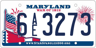 MD license plate 6AE3273