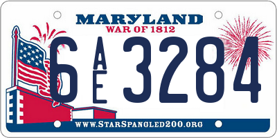 MD license plate 6AE3284