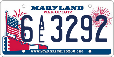 MD license plate 6AE3292