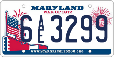 MD license plate 6AE3299