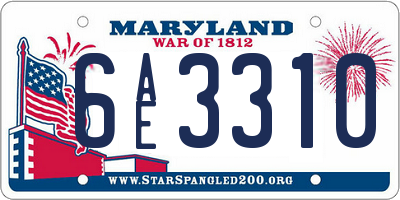 MD license plate 6AE3310