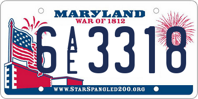 MD license plate 6AE3318