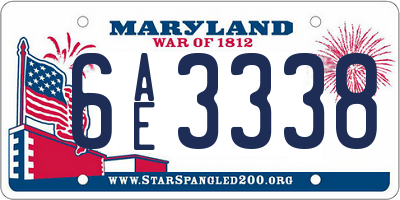 MD license plate 6AE3338