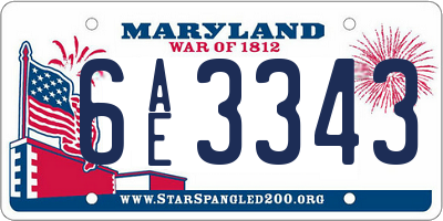 MD license plate 6AE3343