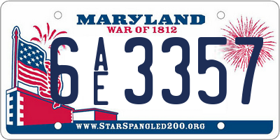 MD license plate 6AE3357