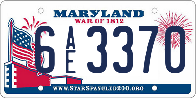 MD license plate 6AE3370