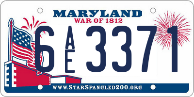 MD license plate 6AE3371