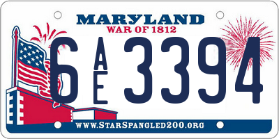 MD license plate 6AE3394