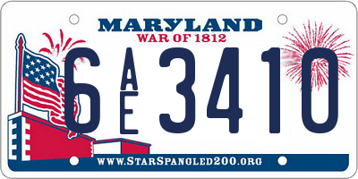 MD license plate 6AE3410