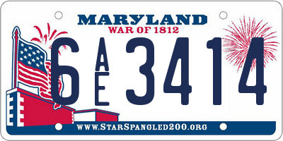 MD license plate 6AE3414
