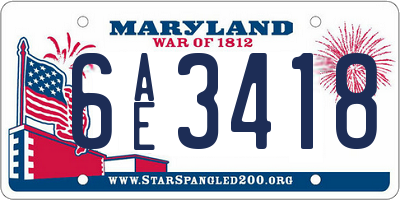 MD license plate 6AE3418