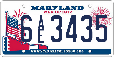 MD license plate 6AE3435