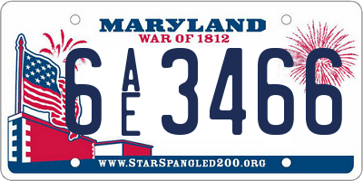 MD license plate 6AE3466