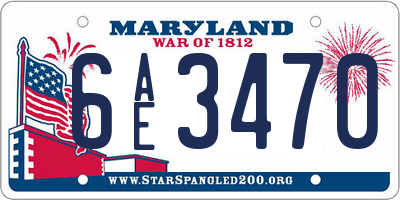 MD license plate 6AE3470