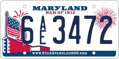 MD license plate 6AE3472