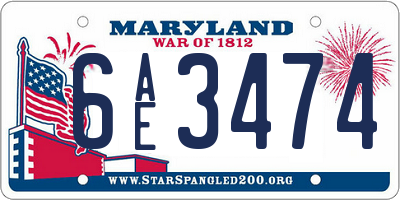 MD license plate 6AE3474