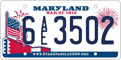 MD license plate 6AE3502