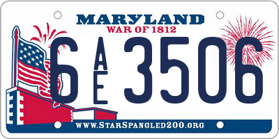MD license plate 6AE3506