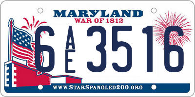 MD license plate 6AE3516