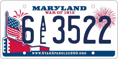 MD license plate 6AE3522