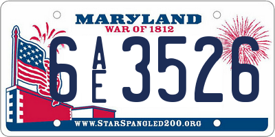MD license plate 6AE3526