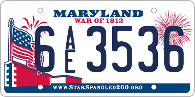 MD license plate 6AE3536