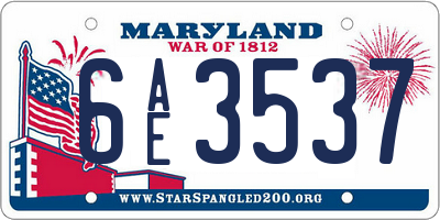 MD license plate 6AE3537