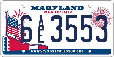 MD license plate 6AE3553