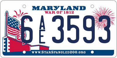 MD license plate 6AE3593